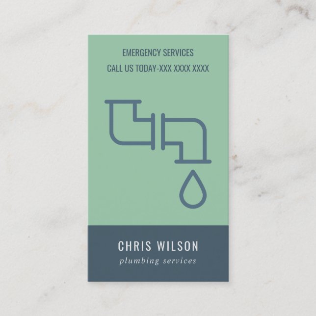 CARTE DE VISITE PIPES DE SERVICE DE PLUMBER DE LA MARINE VERTE MIN (Devant)