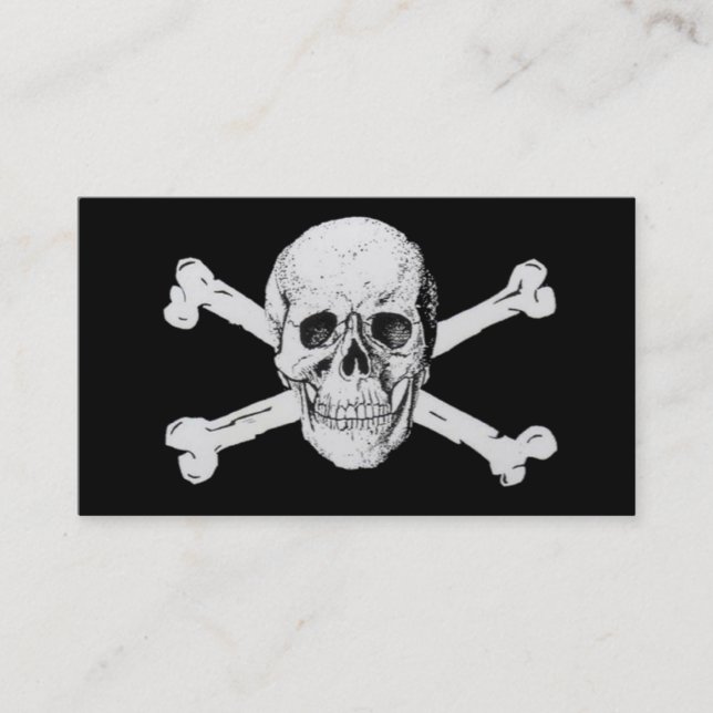 Carte De Visite Pirates crâne noir et os croisés (Devant)