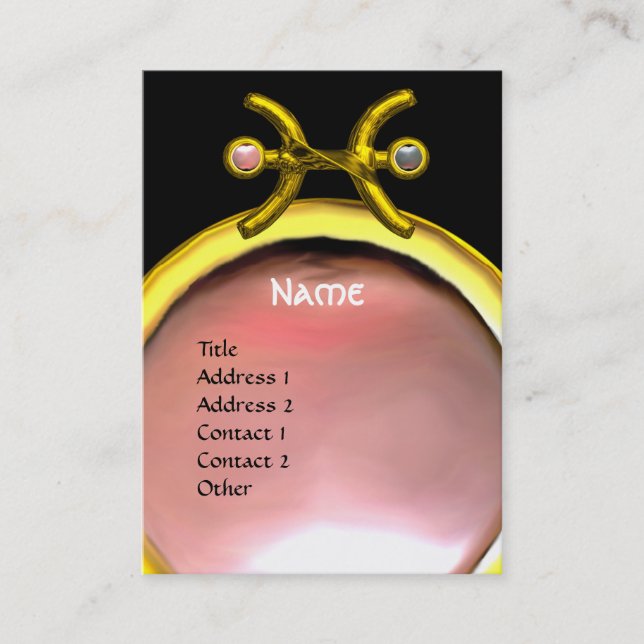 Carte De Visite PISCES MONOGRAM, Pearl noir jaune rose gris (Devant)