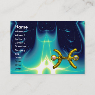 Carte De Visite PISCES, perle, brillant bleu turquase rose