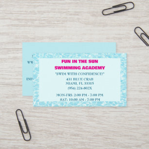 Carte De Visite Piscine Bleue Leçons De Baignade