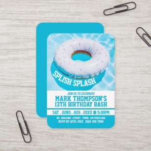 Carte De Visite Piscine Doughnut, Pool Party Anniversaire Billets