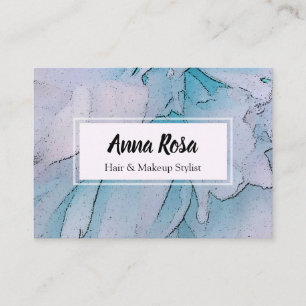 Carte De Visite Pivoine florale rose de *~* et bleue artistique de