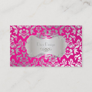 Carte De Visite Pix-Dezines Haute-Coutour Damask, Faux Silver