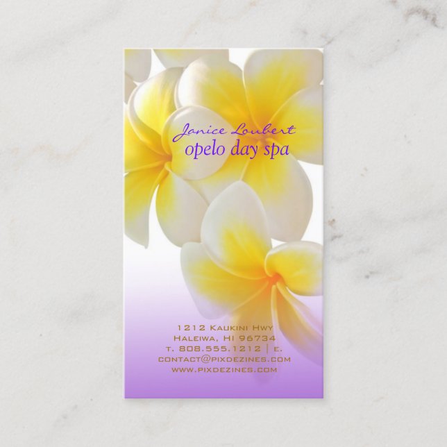 Carte De Visite Pix-Dezines Plumeria d'Hawaï (Devant)