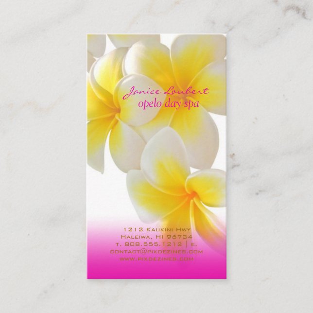 Carte De Visite Pix-Dezines Plumeria d'Hawaï (Devant)