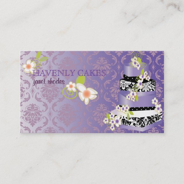 Carte De Visite PixDezine damask+pâtisserie de gâteau lilas (Devant)