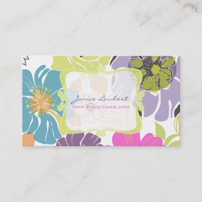 Carte De Visite PixDezines alegre rétro fleurs tropicales/do-it-yo (Devant)