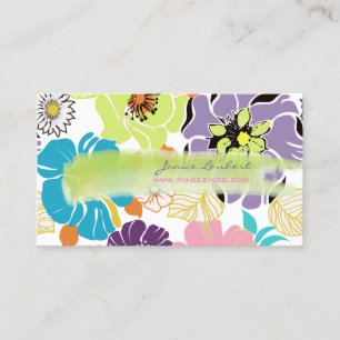 Carte De Visite PixDezines alegre rétro fleurs tropicales/do-it-yo