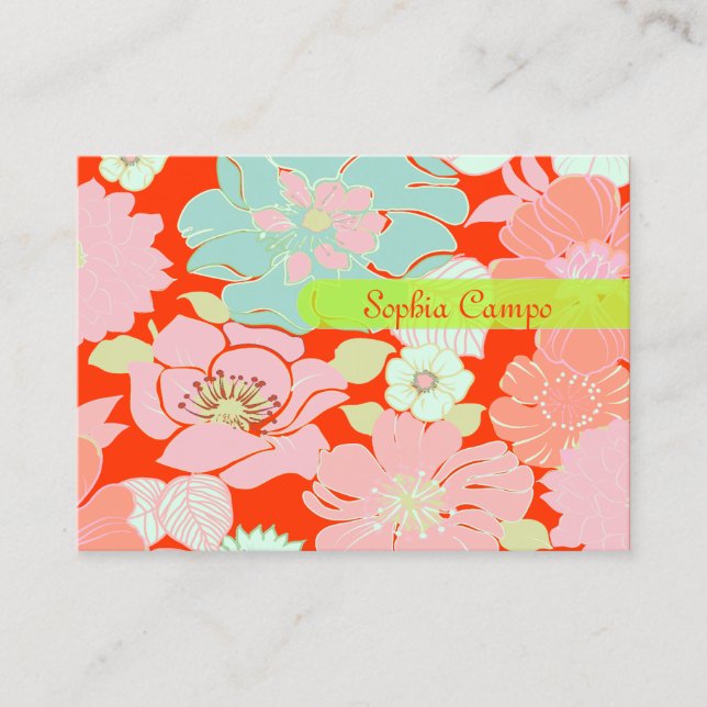 Carte De Visite PixDezines Alegre Retro Floral, DO-IT-YOURSELF arr (Devant)