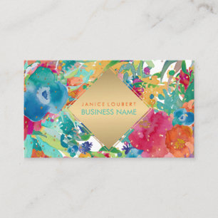 Carte De Visite PixDezines Aquarelle Florale/Pansies/Spectres Or