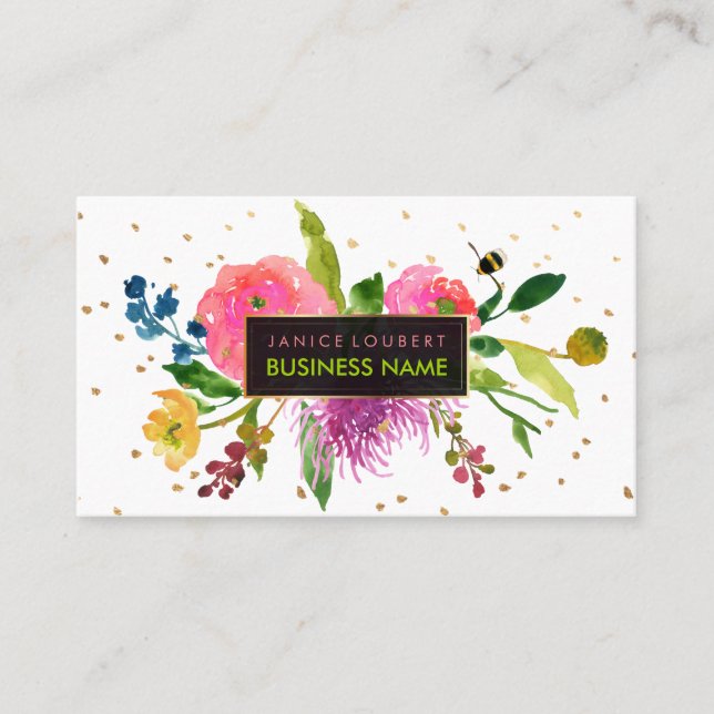 Carte De Visite PixDezines Aquarelle Florale/Ranunculus/Sprinkles (Devant)