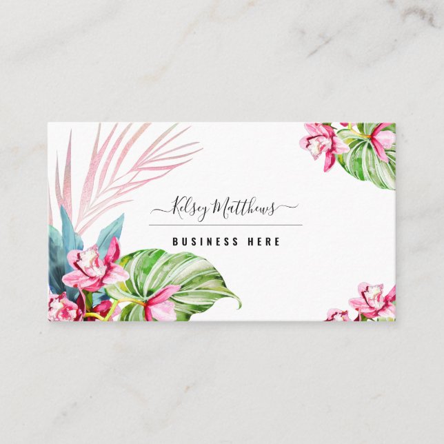 Carte De Visite PixDezines Aquarelle Kona Rose Cymbidium (Devant)