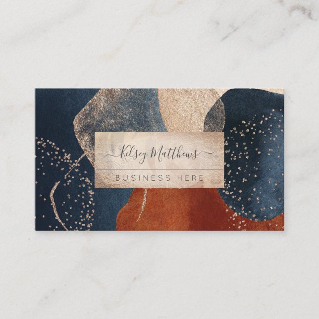 Carte De Visite PixDezines Arrangement Abstrait H2 Marine Terracot (Devant)