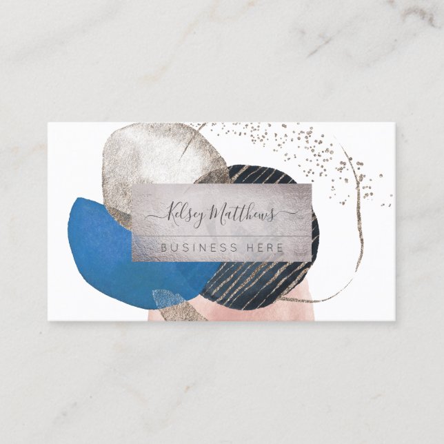 Carte De Visite PixDezines Arrangement Abstrait H2 Marine Turquois (Devant)