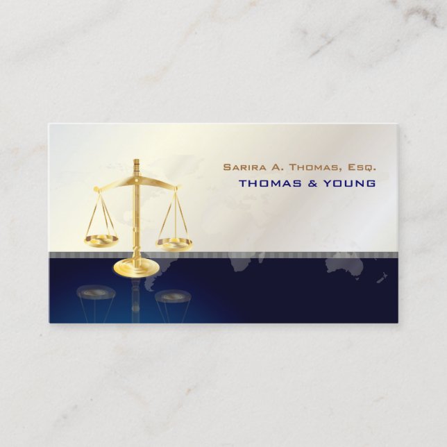 Carte De Visite PixDezines ATTORNESY/WHITE+BLUE/WORLD MAP (Devant)