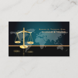 Carte De Visite PixDezines ATTORNEY/TURQUOISE/BLACK/WORLD MAP