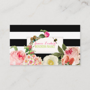 Carte De Visite PixDezines bandes noires primevère, pivoines