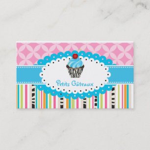 Carte De Visite PixDezines bleuets tourbillons cupcake+bandes