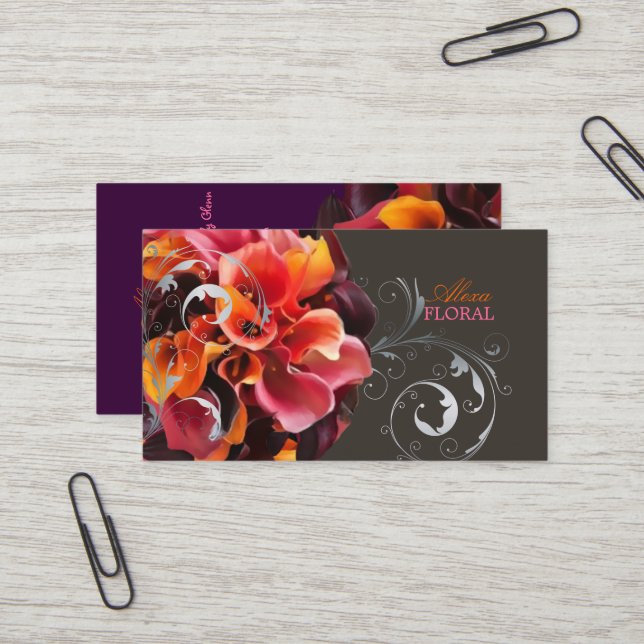 Carte De Visite PixDezines bouquet de mariée, fleuristes/do-it-you (Devant/Arrière en situation)