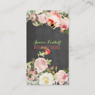 Carte De Visite PixDezines Chalkboard+Peonies Vintages