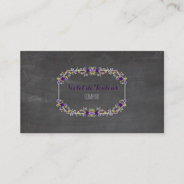 Carte De Visite PixDezines Chalkboard+Petite Fleurs (Devant)