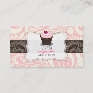 Carte De Visite PixDezines coeur rose cupcake+damask