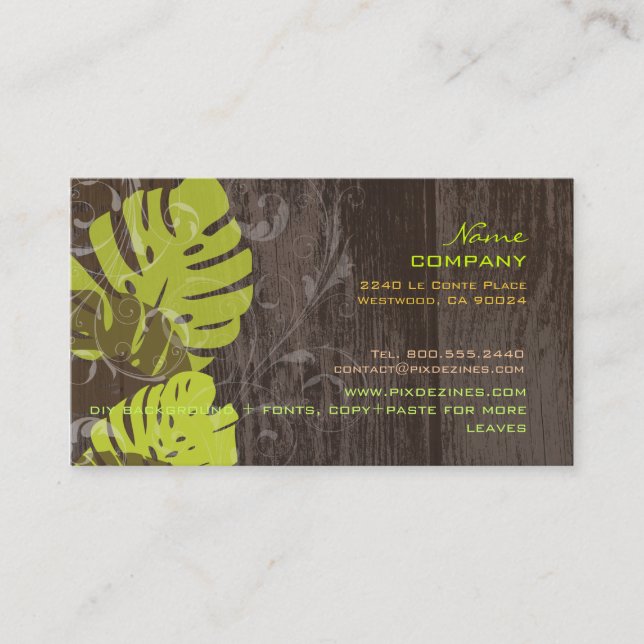 Carte De Visite PixDezines couleur feuille/do-it-yourself arrière  (Devant)