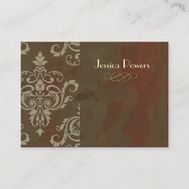 Carte De Visite PixDezines DAMASK SUR RUSTIC BROWN (Devant)