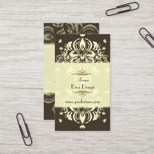 Carte De Visite PixDezines DOLCE DAMASK/CHOCOLAT SOMBRE/COULEUR DO (Devant/Arrière en situation)