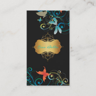 Carte De Visite PixDezines Dragonflies Papillons Rainbow Swirls