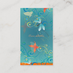 Carte De Visite PixDezines Dragonflies Papillons Rainbow Swirls