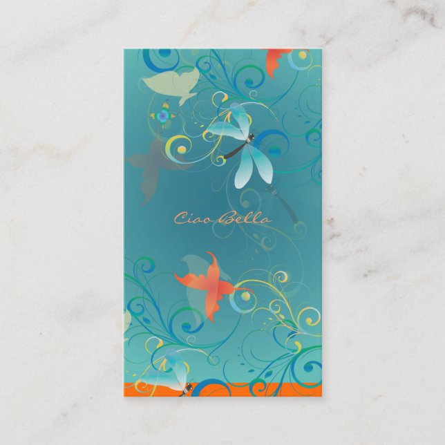 Carte De Visite PixDezines Dragonflies Papillons Rainbow Swirls (Devant)