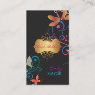 Carte De Visite PixDezines Dragonflies Papillons Rainbow Swirls