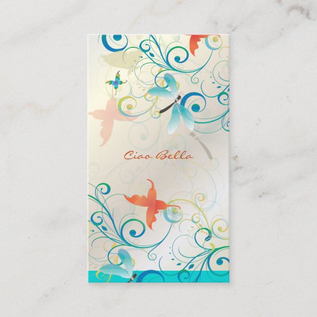 Carte De Visite PixDezines Dragonflies Papillons Rainbow Swirls (Devant)