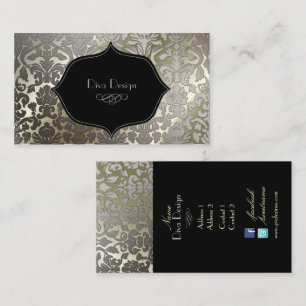 Carte De Visite PixDezines faux flore argent damas/do-it-yourself