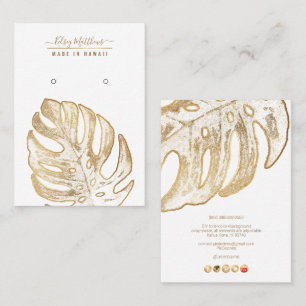 Carte De Visite PixDezines Faux Gold Tropical Leaves Earrings