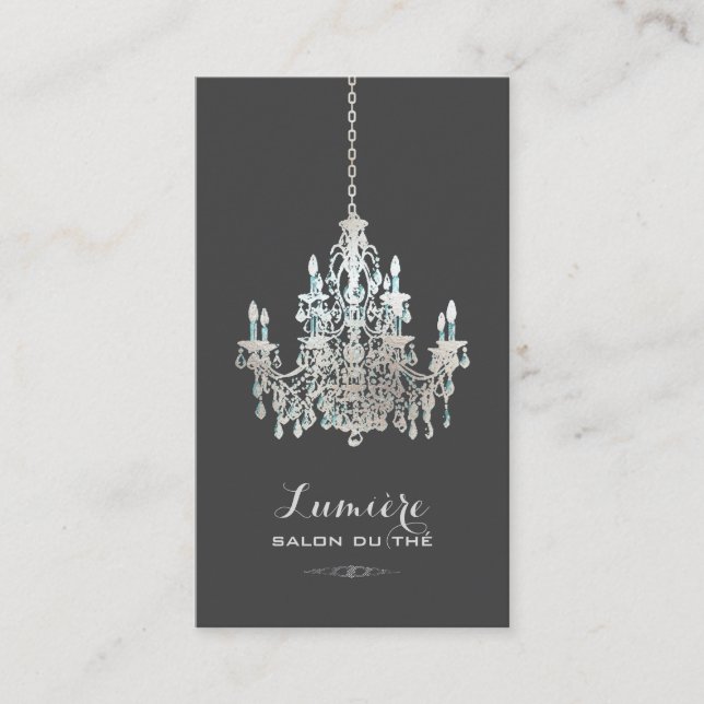 Carte De Visite PixDezines faux lustre en feuille d'argent+Turquoi (Devant)