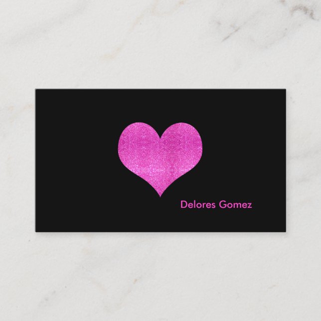 Carte De Visite PixDezines Faux Parties scintillant Coeur rose Cha (Devant)