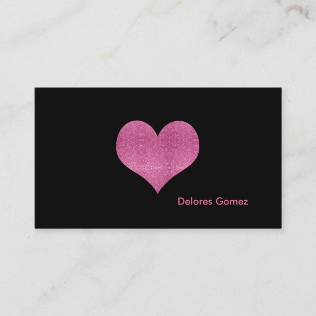 Carte De Visite PixDezines Faux Parties scintillant Coeur rose fra (Devant)