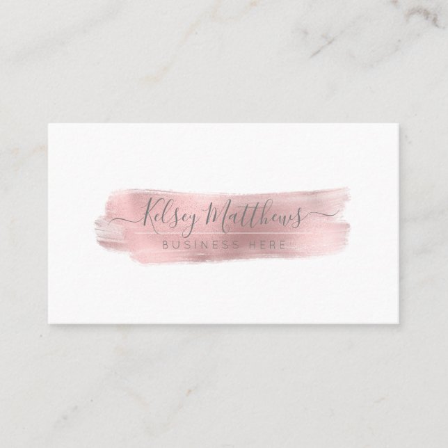 Carte De Visite PixDezines Faux Rose Gold Brush Stroke (Devant)