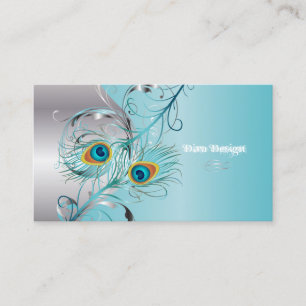 Carte De Visite PixDezines filigree paons+tourbillons/argent+glace