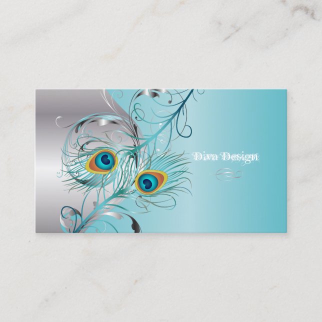 Carte De Visite PixDezines filigree paons+tourbillons/argent+glace (Devant)