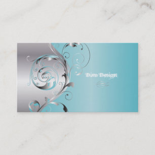 Carte De Visite PixDezines Filigree+tourbillons/argent+glace bleue