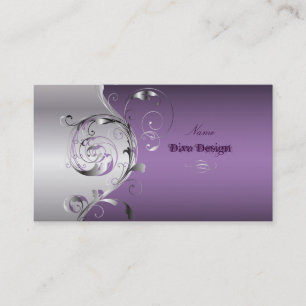 Carte De Visite PixDezines Filigree+tourbillons/argent+lavande ble