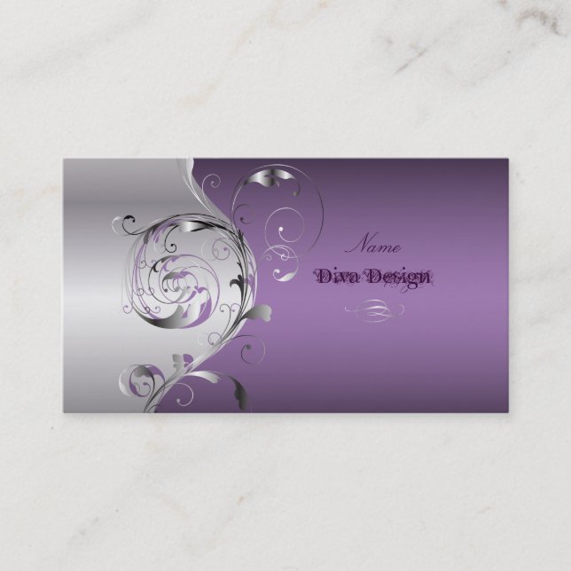 Carte De Visite PixDezines Filigree+tourbillons/argent+lavande ble (Devant)