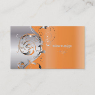 Carte De Visite PixDezines Filigree+tourbillons/argent+tangerine t