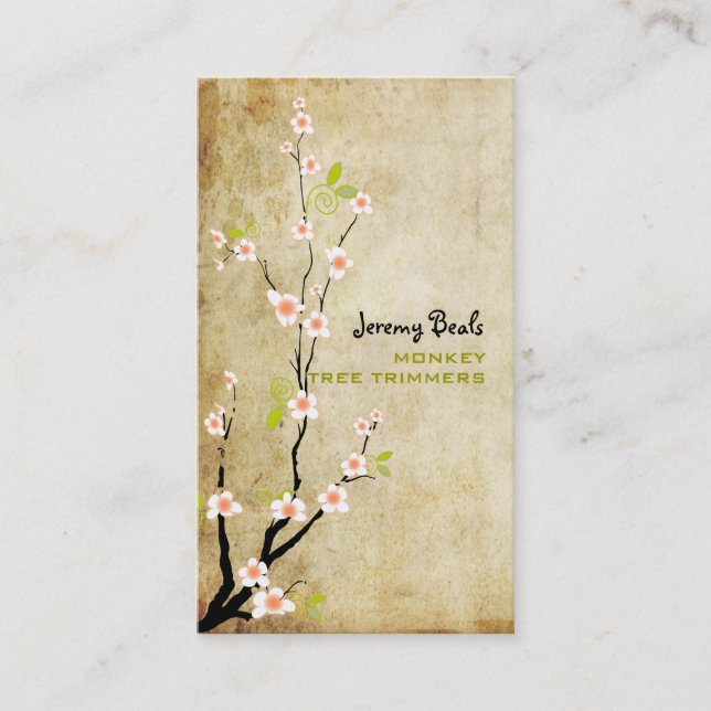 Carte De Visite PixDezines fleurs de cerisier rose vintage ♥ (Devant)