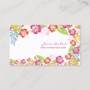 Carte De Visite PixDezines, fleurs tropicales rétro audacieuses/st