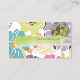Carte De Visite PixDezines, fleurs tropicales rétro/couleur DO-IT-